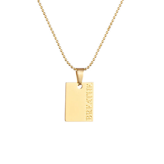 "Breathe" Necklace – Gold-Mindfulness Pendant for Calm & Balance-jltn0633