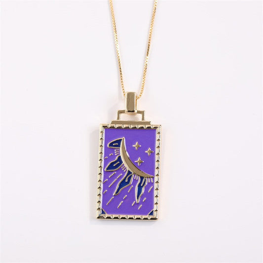 "Moon and Stars Pendant Necklace | Whimsical Gold Jewelry for Dreamers"-jltn0645