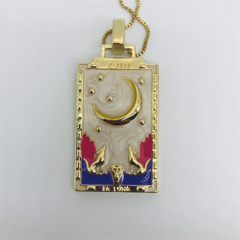 "Crescent Moon Pendant Necklace | Colorful Celestial Gold Jewelry"-jltn0646