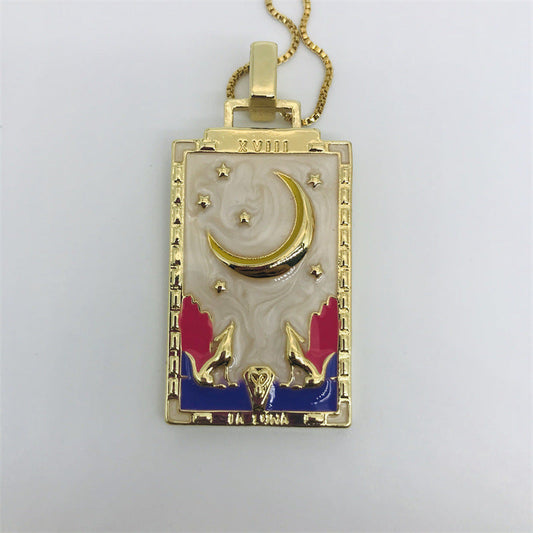 "Crescent Moon Pendant Necklace | Colorful Celestial Gold Jewelry"-jltn0646