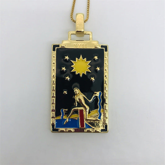 "Celestial Figure Pendant Necklace | Artistic Gold Jewelry for Starry Nights"-jltn0648