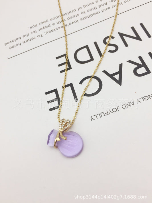 "Lavender Pendant Necklace | Delicate Gold Jewelry for a Touch of Elegance"-jltn0650