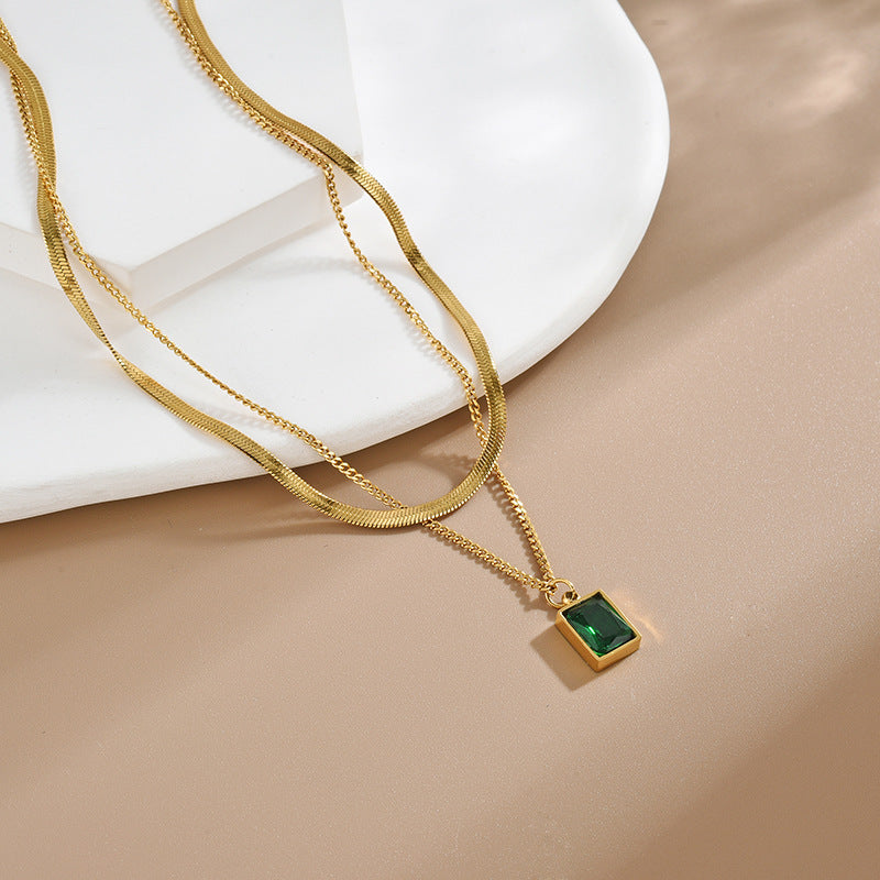 -Artificial Gold Necklace with Double Chain