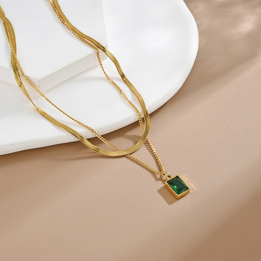 -Artificial Gold Necklace with Double Chain
