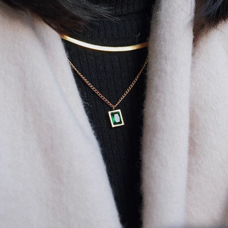 -Artificial Gold Necklace with Double Chain