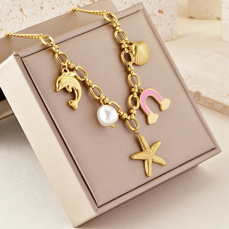 Arificial "Golden Ocean Charm Necklace" jltn1084