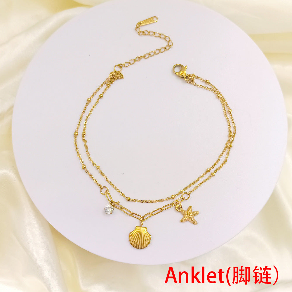 -Oceanic Aesthetic Pendant Chain Necklace- jltn1132