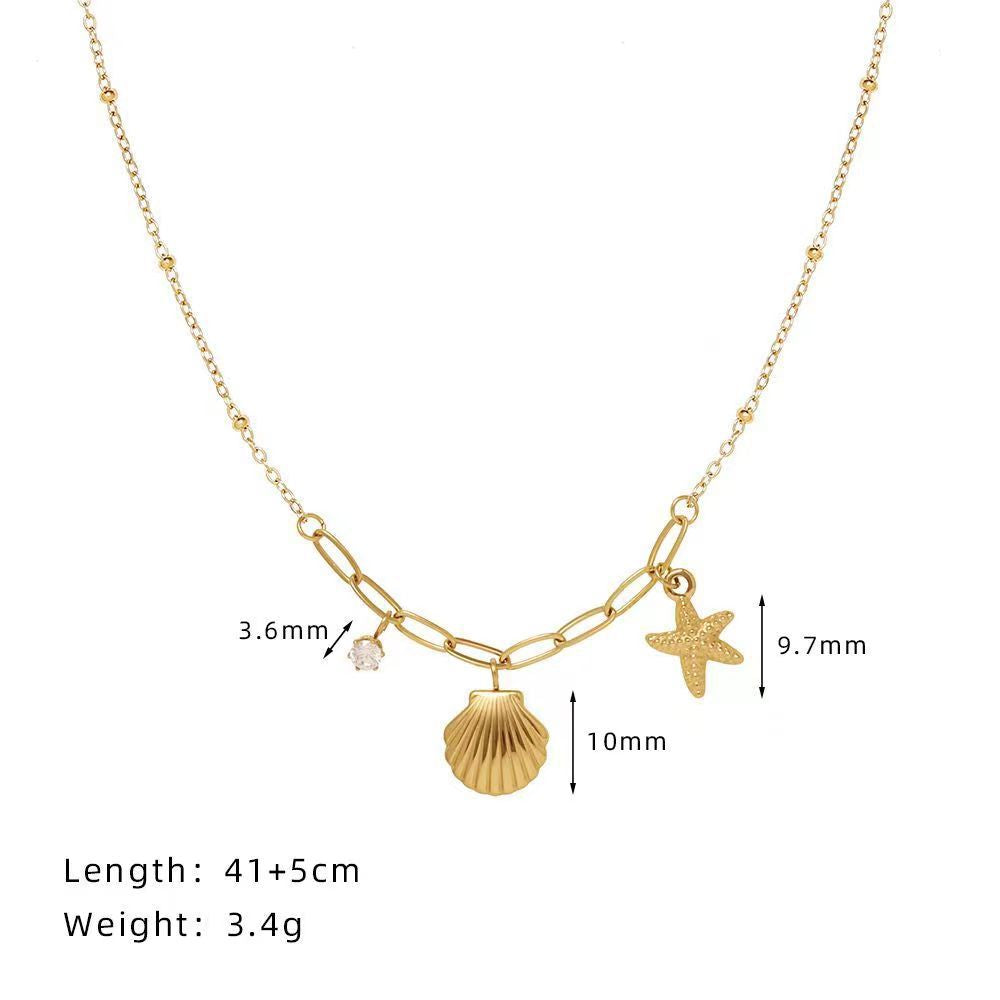 -Oceanic Aesthetic Pendant Chain Necklace- jltn1132