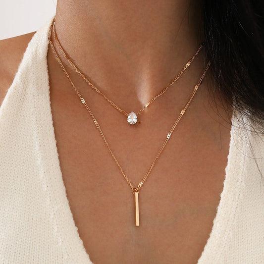 Adjustable Bar Double Layer Gold Necklace JLTN1204