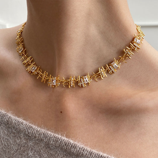 Vintage Weaving Texture Zircon Mesmerizing Necklace JLTN1253