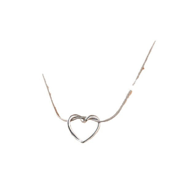 Vintage Serpent Chain Wrapped Heart Silver Necklace JLTN1256