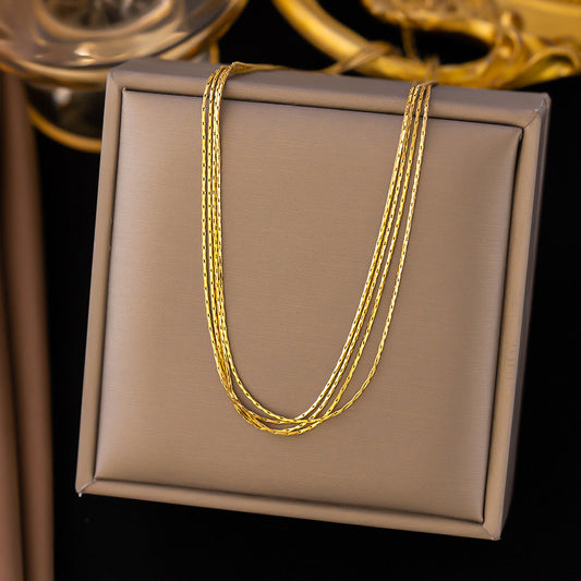 X Styled Multi Strand Gold Necklace JLTN1281