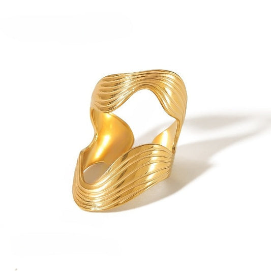 Abstract Hollow Styled Gold-tone Ring JLTR0441