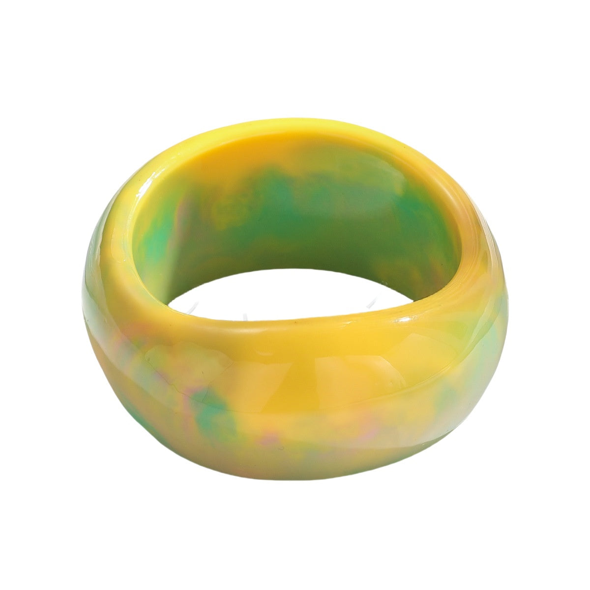 Vibrant Yellow-Green Marbled Resin Bangle Bracelet JLTB0826